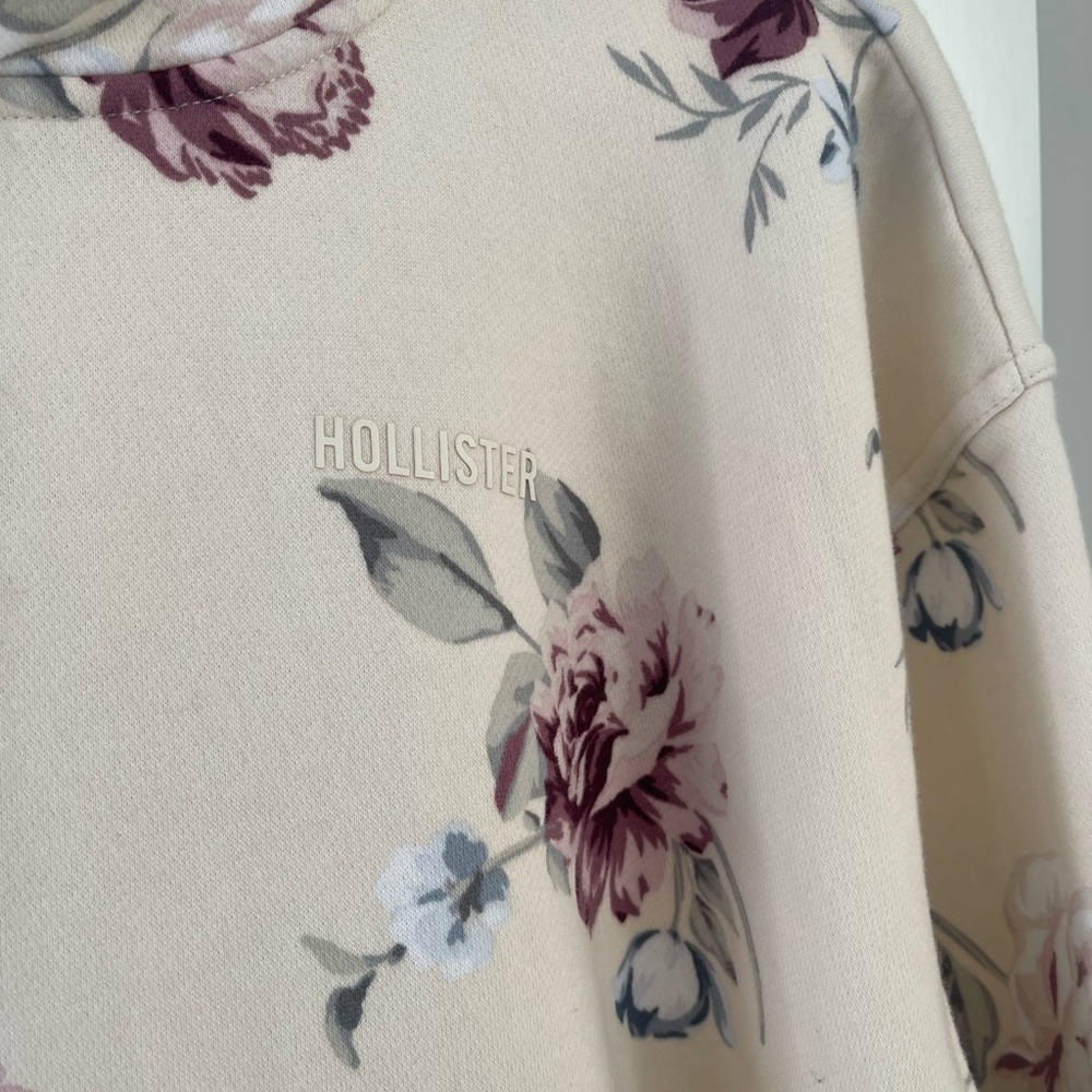 Hollister hoodie sweatshirt floral cream - Picture 3 of 12